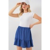 Kadın Ayrobin Mini Etek 8054 - İndigo