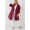9104 Kruvaze Yaka Astarlı Trençkot - Bordo