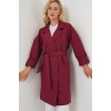 9104 Kruvaze Yaka Astarlı Trençkot - Bordo