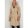 9104 Kruvaze Yaka Astarlı Trençkot - Bej