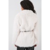 Kadın Kemerli Oversize Kürklü Kaban 9156 - Beyaz