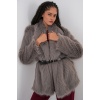 Kadın Kemerli Oversize Kürklü Kaban 9156 - Füme