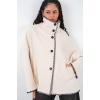 Kadın Nakışlı Kaşe Ceket 9167 - Ekru