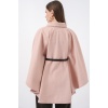 Kadın Kemerli Kaşe Panço 9170 - Pudra