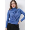925 Büzgü Detaylı Sandy Bluz - İndigo