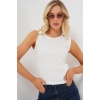 Kadın Kolsuz Basic Bluz 935 - Beyaz