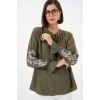 Kadın Nakışlı Örme Bluz 941 - Haki