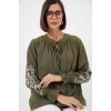 Kadın Nakışlı Örme Bluz 941 - Haki