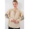 Kadın Nakışlı Örme Bluz 941 - Bej