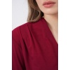 Kadın Omuz Vatkalı Kruvaze Yaka Bluz 942 - Bordo