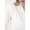 Kadın Omuz Vatkalı Kruvaze Yaka Bluz 942 - Beyaz