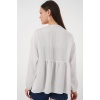 Kadın Önü Bağcıklı Uzun Kol Bluz 946 - Ekru