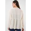 Kadın Önü Bağcıklı Uzun Kol Bluz 946 - Krem