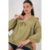 Kadın Önü Bağcıklı Uzun Kol Bluz 946 - Çağla