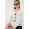 Kadın Önü Bağcıklı Bluz 952 - Beyaz