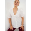 Kadın V Yaka Dantelli Bluz 956 - Beyaz