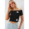 Madonna Yaka Kelebek Detaylı Bluz 957 - Siyah