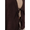 Önü Bağlamalı Keten Kimono 960 - Kahverengi