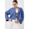 Önü Bağlamalı Keten Kimono 960 - İndigo