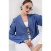 Önü Bağlamalı Keten Kimono 960 - İndigo