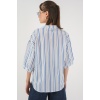 Kadın Çizgili Oversize Bluz 967 - Mavi
