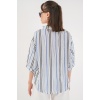 Kadın Çizgili Oversize Bluz 967 - Lacivert
