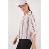 Kadın Çizgili Oversize Bluz 967 - Pembe