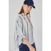 Kadın Çizgili Oversize Bluz 967 - Açık Mavi