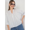 Kadın Çizgili Oversize Bluz 967 - A.Mavi