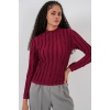 Kadın Dokulu Esnek Örme Bluz 975 - Bordo