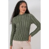 Kadın Dokulu Esnek Örme Bluz 975 - Haki
