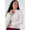 Kadın Dokulu Esnek Örme Bluz 975 - Beyaz