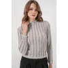 Kadın Dokulu Esnek Örme Bluz 975 - Gri