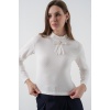 Kadın Kurdale Detay Uzun Kollu Bluz 977 - Beyaz