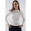Kadın Kurdale Detay Uzun Kollu Bluz 977 - Beyaz