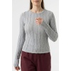 Kadın Dokulu Örme Bluz 980 - Gri