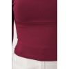 Kadın Kare Yaka Slim Fit Bluz 986 - Bordo