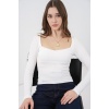 Kadın Kare Yaka Slim Fit Bluz 986 - Beyaz