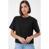 Kadın Taş Detaylı Tişört 990 - Siyah