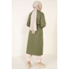 T5853 Kruvaze Yaka Tesettür Trençkot - Haki