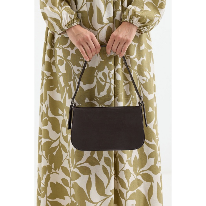 010172 Düz Baget Omuz Çantası - Kahverengi