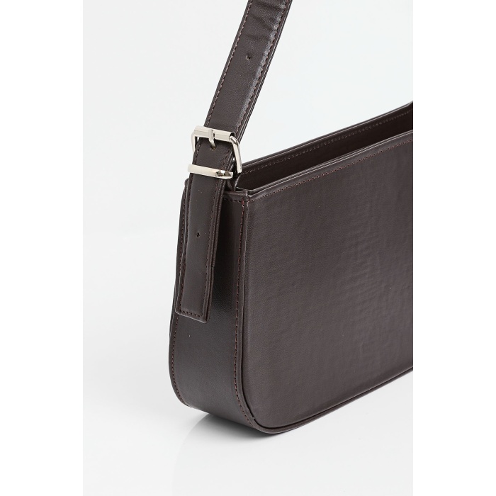 010172 Düz Baget Omuz Çantası - Kahverengi