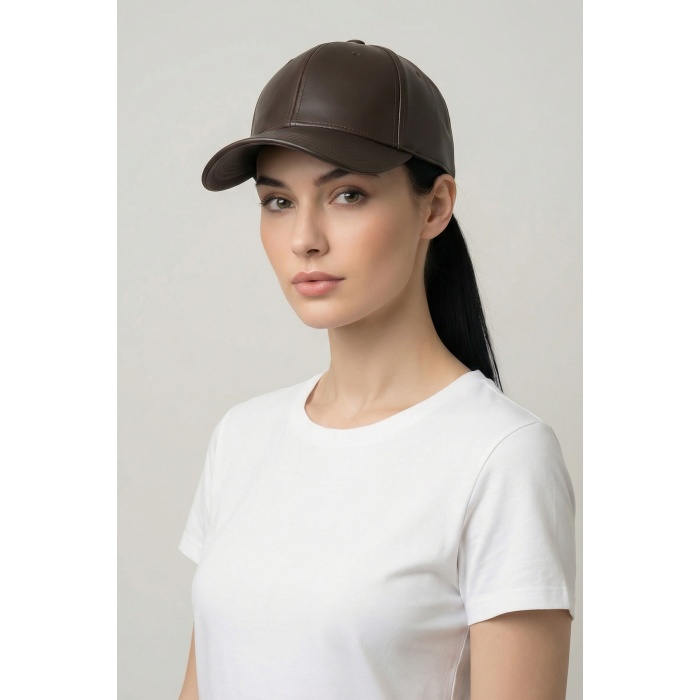 Kadın Suni Deri Şapka 010195 - Kahverengi