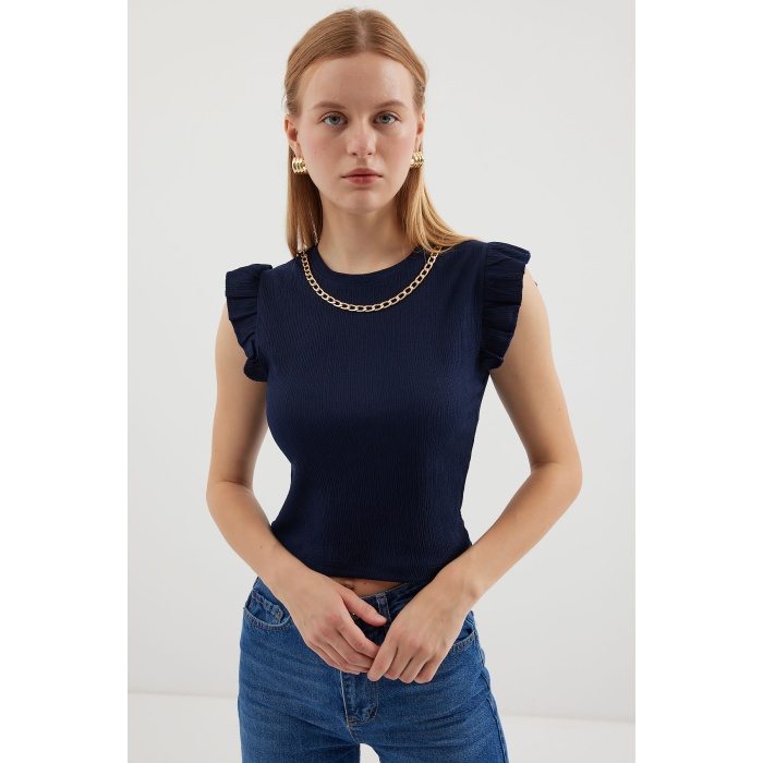 0430 Örme Bluz - Lacivert