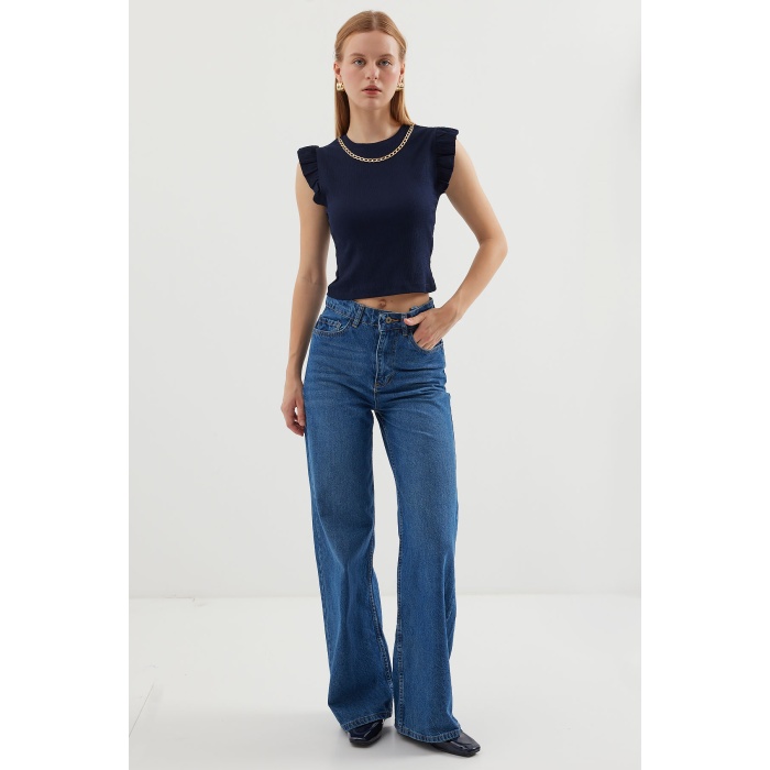 0430 Örme Bluz - Lacivert