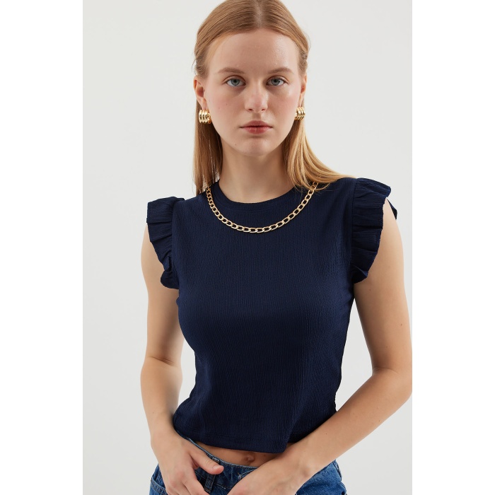 0430 Örme Bluz - Lacivert