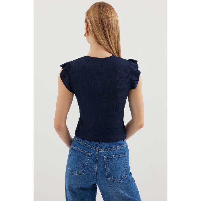 0430 Örme Bluz - Lacivert