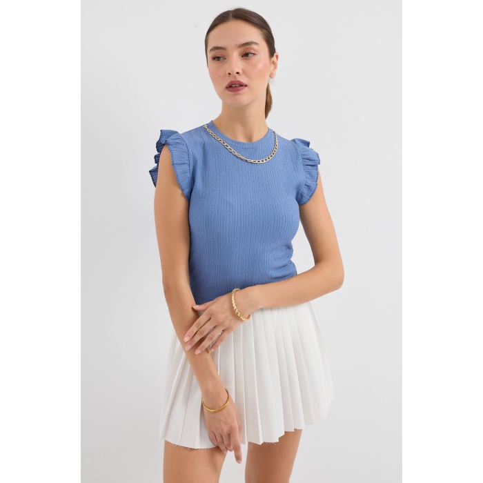 0430 Örme Bluz - İndigo