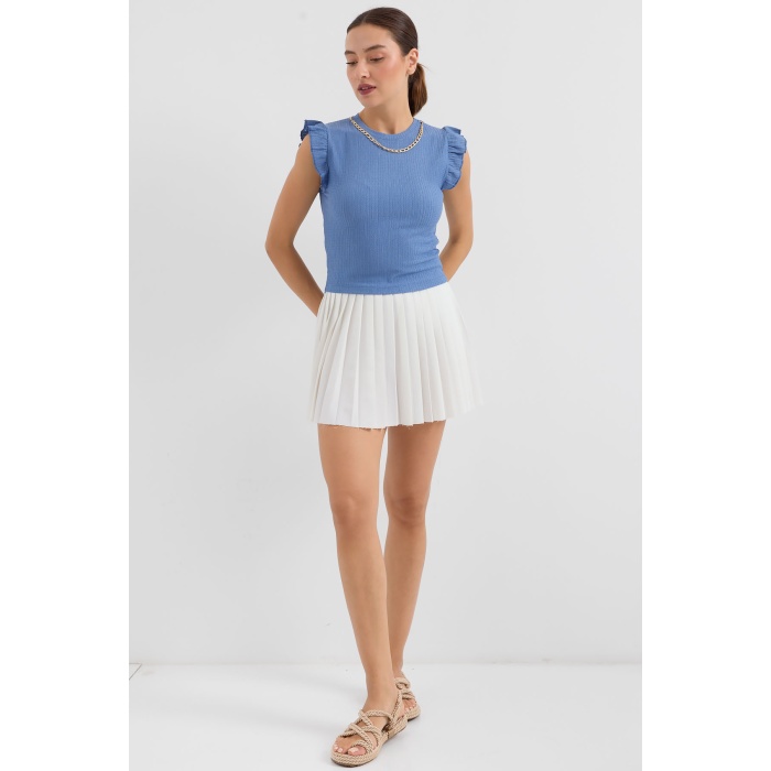 0430 Örme Bluz - İndigo