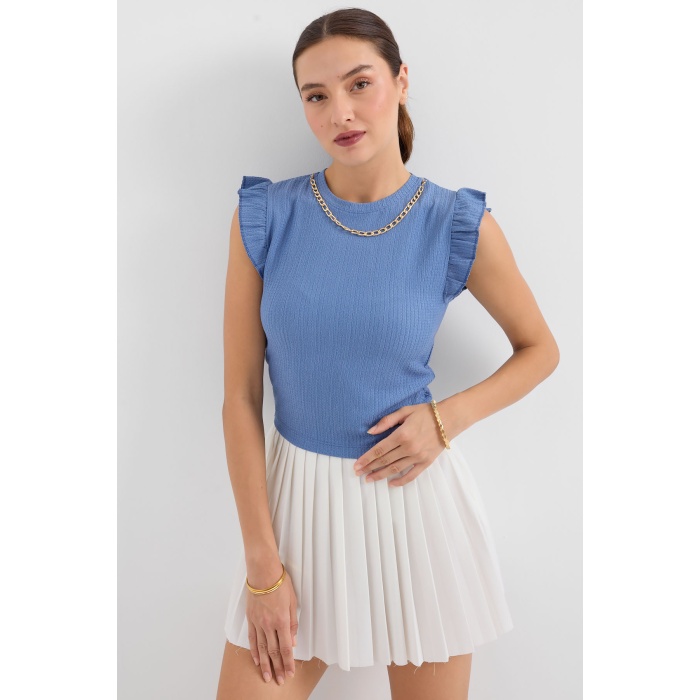 0430 Örme Bluz - İndigo